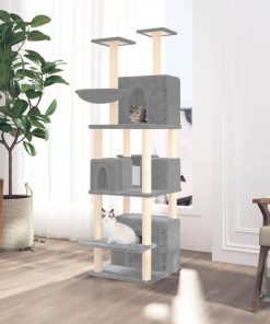 vidaXL Kratzbaum mit Sisal-Kratzsäulen Hellgrau 180 cm