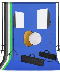 vidaXL Fotostudio-Set mit Leuchten, Hintergrundsystem und Reflektor