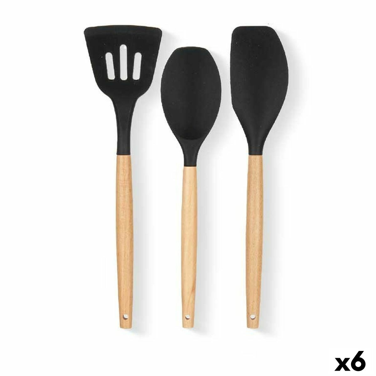 Set di Utensili da Cucina Kinvara Legno Silicone 20 x 32 x 4 cm 20 x 37 x 3,5 cm (6 Unità)