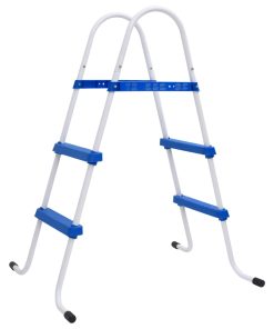 vidaXL Pool-Leiter Blau und Weiß 84 cm Stahl
