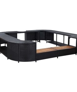vidaXL Whirlpool-Umrandung Quadratisch Schwarz 268x268x55 Poly Rattan