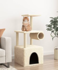 vidaXL Kratzbaum mit Sisal-Kratzsäulen Creme 109,5 cm