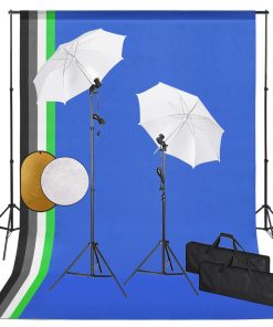 vidaXL Fotostudio-Set mit Leuchten, Schirmen, Hintergrund, Reflektor