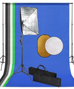 vidaXL Fotostudio-Set mit Softbox-Lampen, Hintergrund und Reflektor