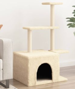 vidaXL Kratzbaum mit Sisal-Kratzsäulen Creme 110 cm