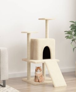 vidaXL Kratzbaum mit Sisal-Kratzsäulen Creme 110 cm