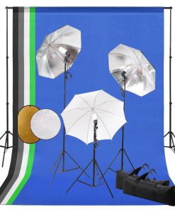 vidaXL Fotostudio-Set mit Leuchten, Schirmen, Hintergrund, Reflektor