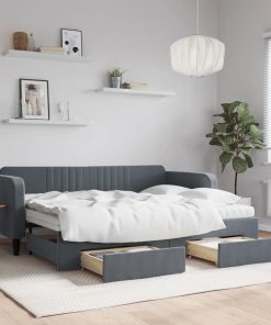 vidaXL Tagesbett Ausziehbar mit Schubladen Dunkelgrau 80x200 cm Samt