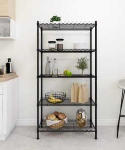 vidaXL Lagerregal mit 5 Böden 90x35x180 cm Schwarz 250 kg