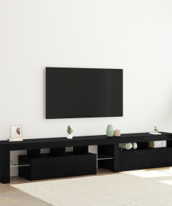 Cabinets de TV vidaXL 2 pcs con luces LED roble negro madera