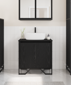 vidaXL Waschbecken-Schrank Schwarze Eiche 60x35x60 cm Furniertes Holz