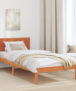 vidaXL Wachsbrown Bettgestell Wachsbrown Massivholz Kiefer 90 x 190 cm