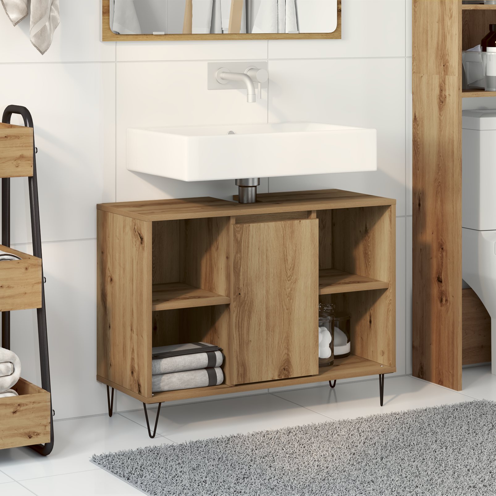 vidaXL Waschtisch Artisan Eiche Technisches Holz Mittel
