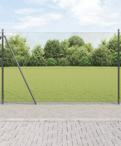 vidaXL Welded Wire Fence mit 13 Flanschpfosten Grau 1,4x50 m Stahl