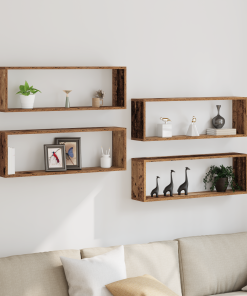 vidaXL Wandregale 4er Set Altholz 80x15x26 cm Holzwerkstoff