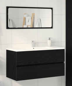 vidaXL Waschbecken Schrank Schwarze Eiche 90x38,5x45 cm Holzwerkstoff