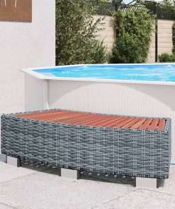 vidaXL Spa-Einstiegsstufe Grau Poly Rattan 92×45×25 cm