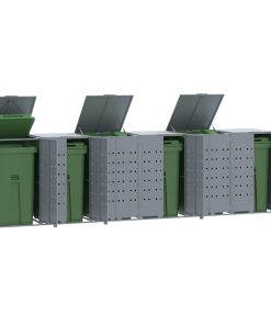 vidaXL Mülltonnenbox für 6 Tonnen Grau 414x79x117 cm Stahl