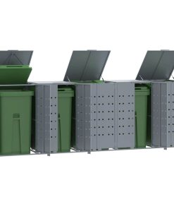 vidaXL Mülltonnenbox für 5 Tonnen Grau 345x79x117 cm Stahl