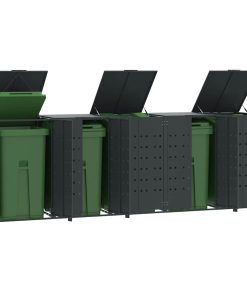vidaXL Mülltonnenbox für 5 Tonnen Anthrazit 345x79x117 cm Stahl