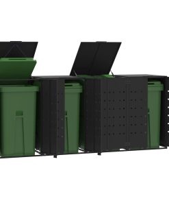 vidaXL Mülltonnenbox für 4 Tonnen Schwarz 276x79x117 cm Stahl