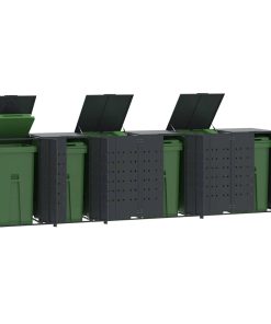 vidaXL Mülltonnenbox für 6 Tonnen Anthrazit 414x79x117 cm Stahl