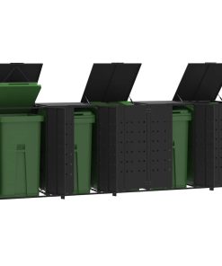 vidaXL Mülltonnenbox für 5 Tonnen Schwarz 345x79x117 cm Stahl