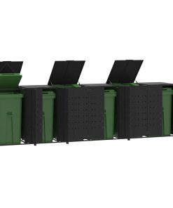 vidaXL Mülltonnenbox für 6 Tonnen Schwarz 414x79x117 cm Stahl