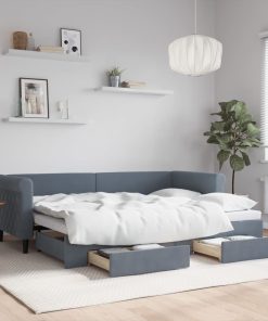 vidaXL Tagesbett Ausziehbar mit Schubladen Dunkelgrau 80x200 cm Samt