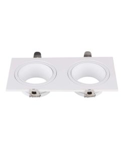 Gu10 2 Head Spotlight Fitting Iron+pc White+white