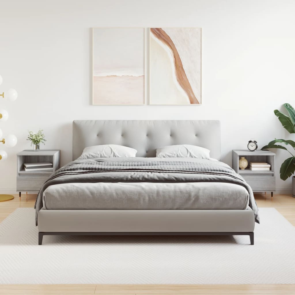 Comodini 2pz Grigio Sonoma 40x35x50 Cm In Legno Multistrato