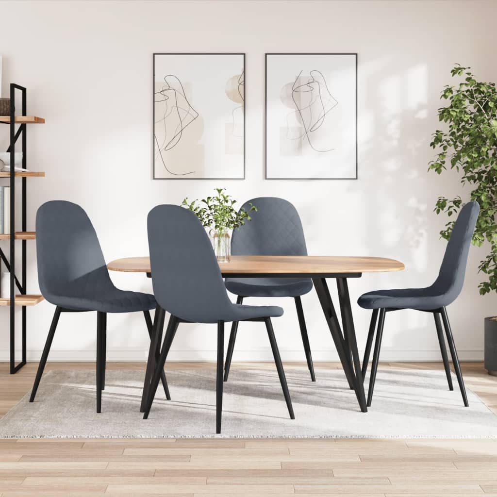 Sedie Da Pranzo 4 Pz Grigio Scuro In Velluto
