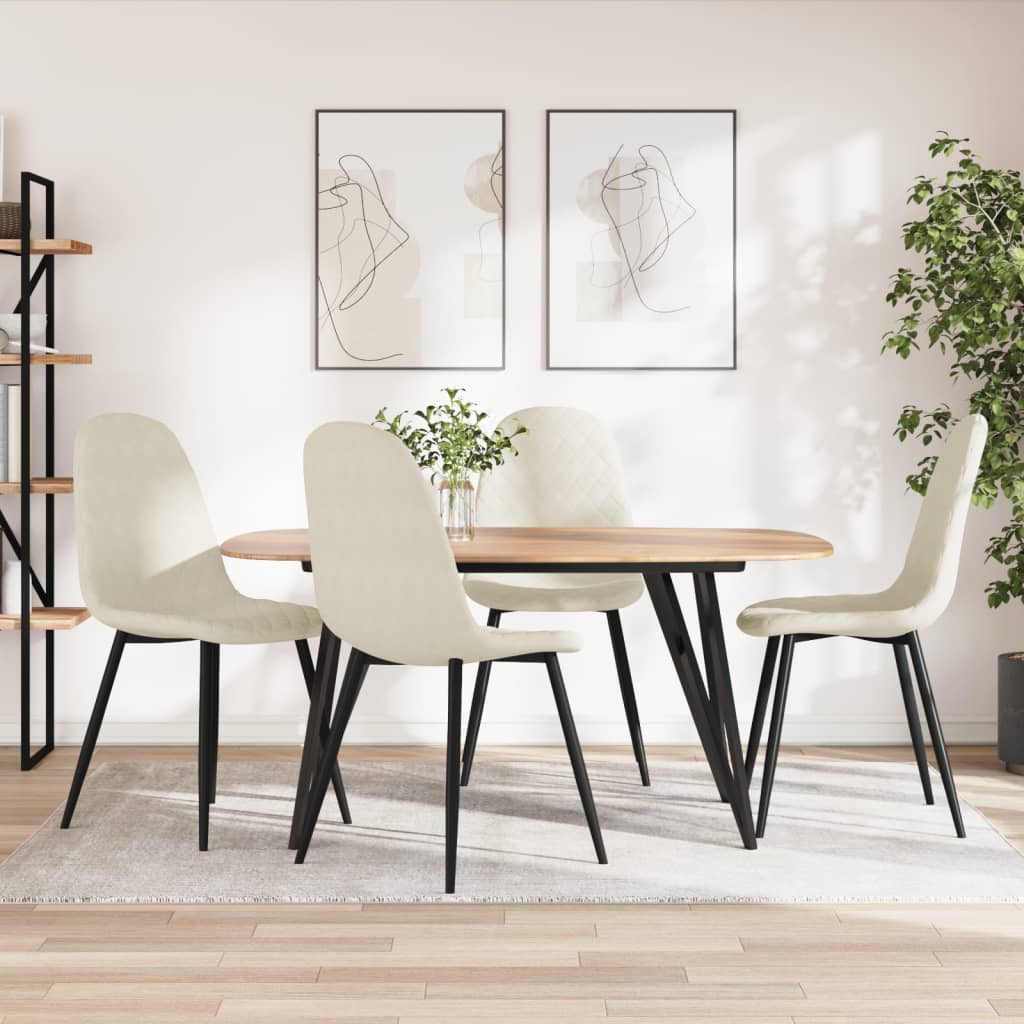 Sedie Da Pranzo 4 Pz Bianco Crema In Velluto