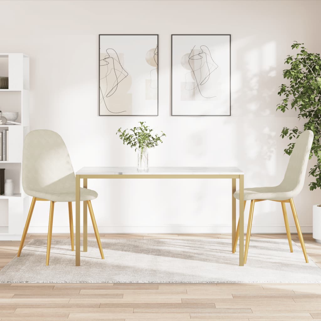 Sedie Da Pranzo 2 Pz Bianco Crema In Velluto