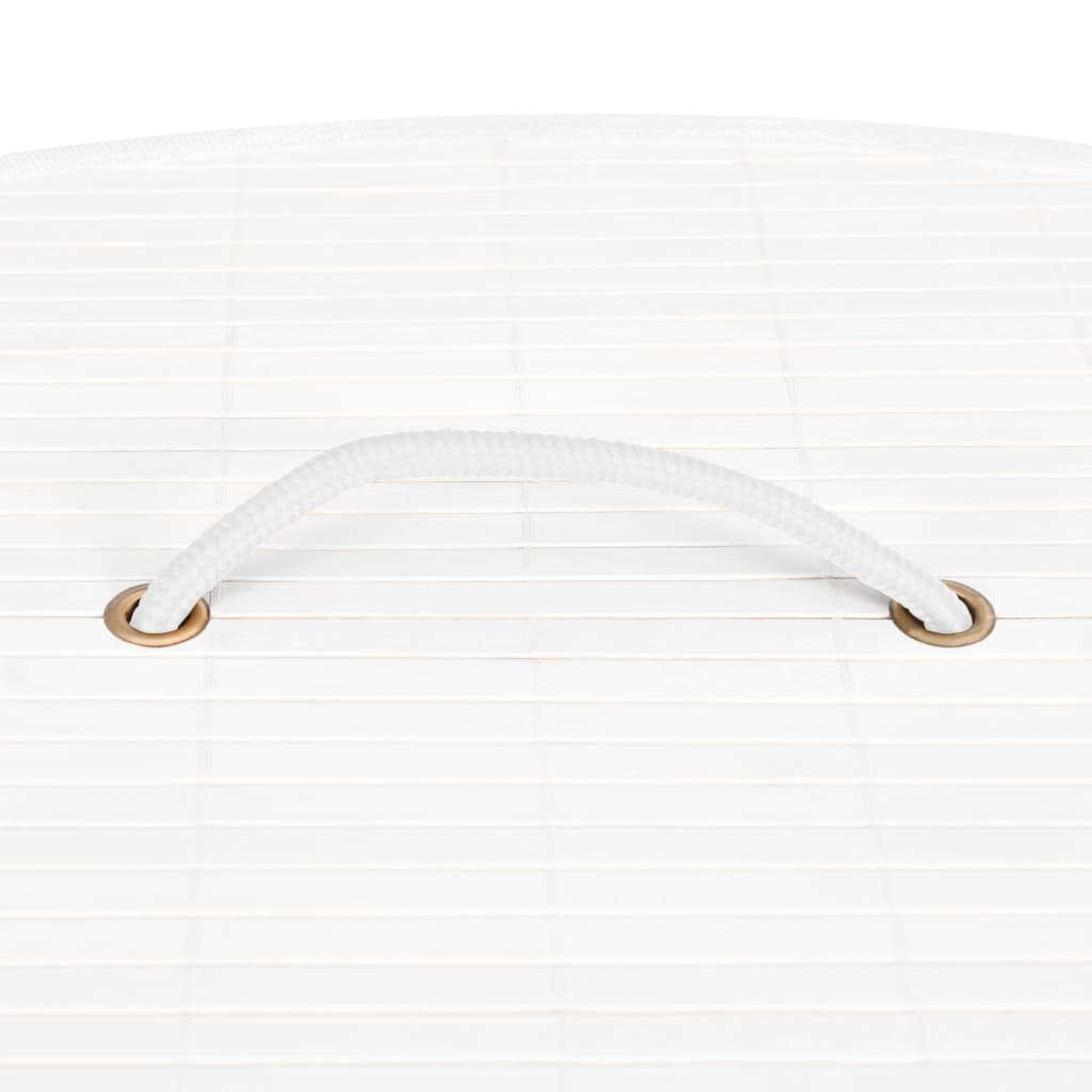 Cesto Portabiancheria Angolare In Bambù Bianco 60 L - Image 6