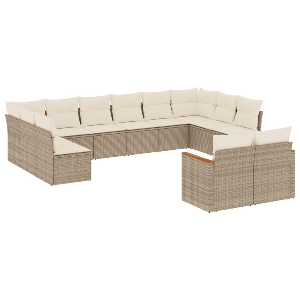 Set Divani Da Giardino 12 Pz Con Cuscini Beige In Polyrattan - Image 2