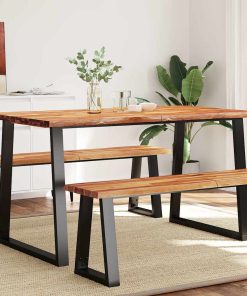 Tavolo Da Pranzo Bordi Vivi 140x80x75 Cm Legno Massello Acacia