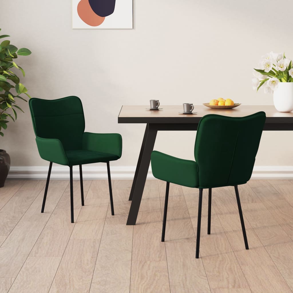 Sedie Da Pranzo 2 Pz Verde Scuro In Velluto