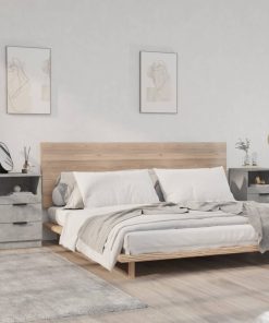 Comodini 2 Pz Grigio Cemento In Legno Multistrato