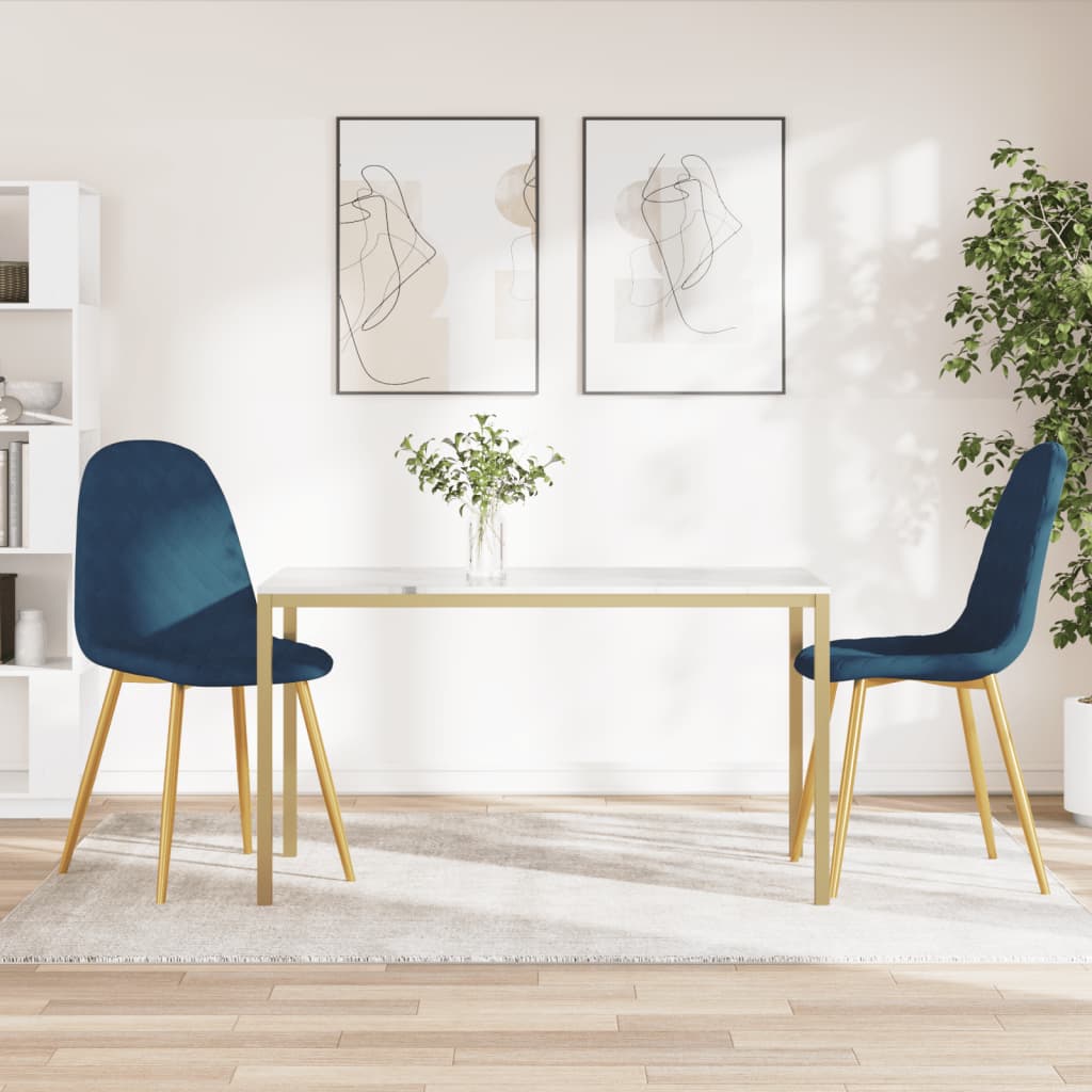 Sedie Da Pranzo 2 Pz Blu In Velluto