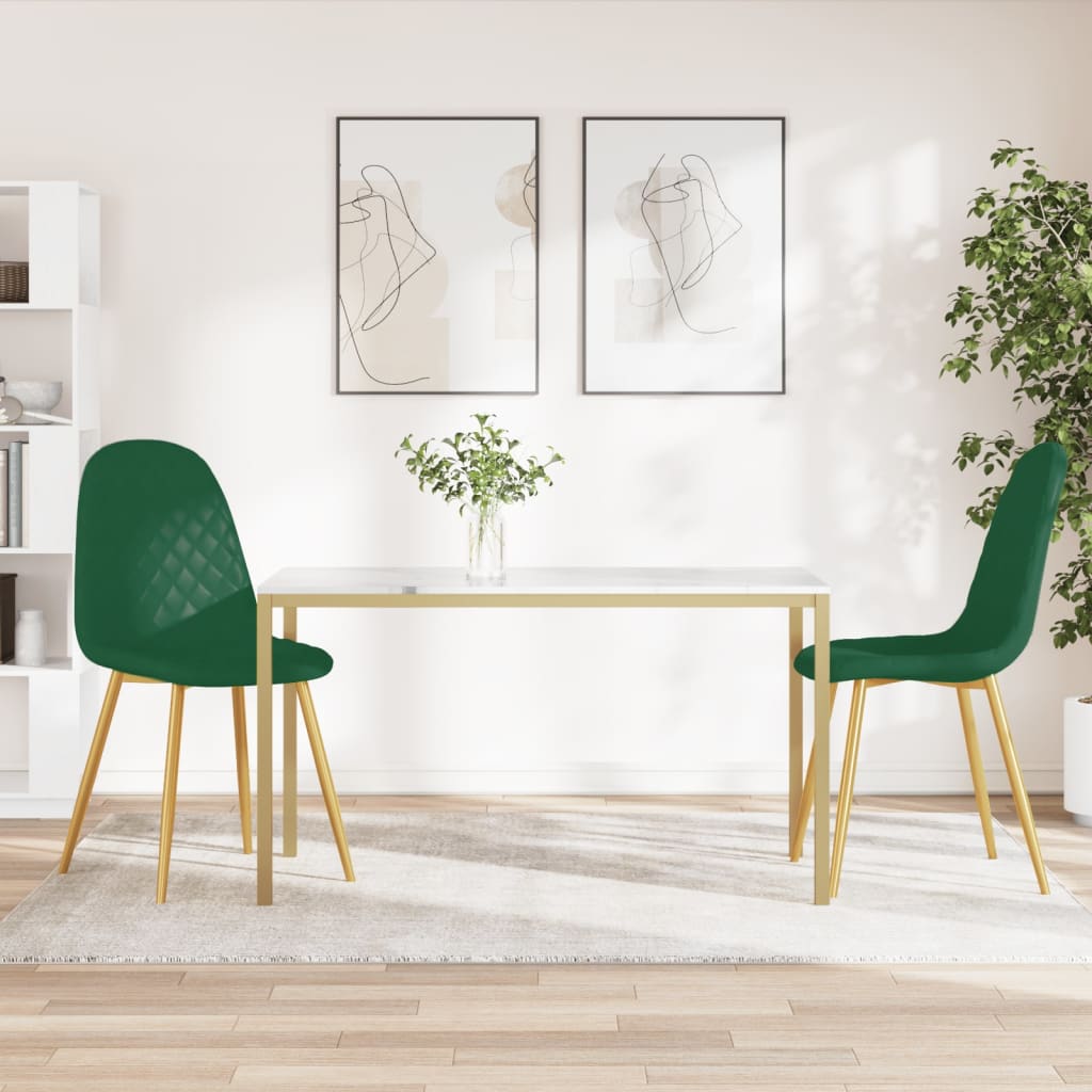 Sedie Da Pranzo 2 Pz Verde Scuro In Velluto