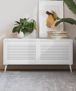 Ante A Lamelle Bianche 2 Pz Bianche 39,5x59,4 Cm Legno Di Pino