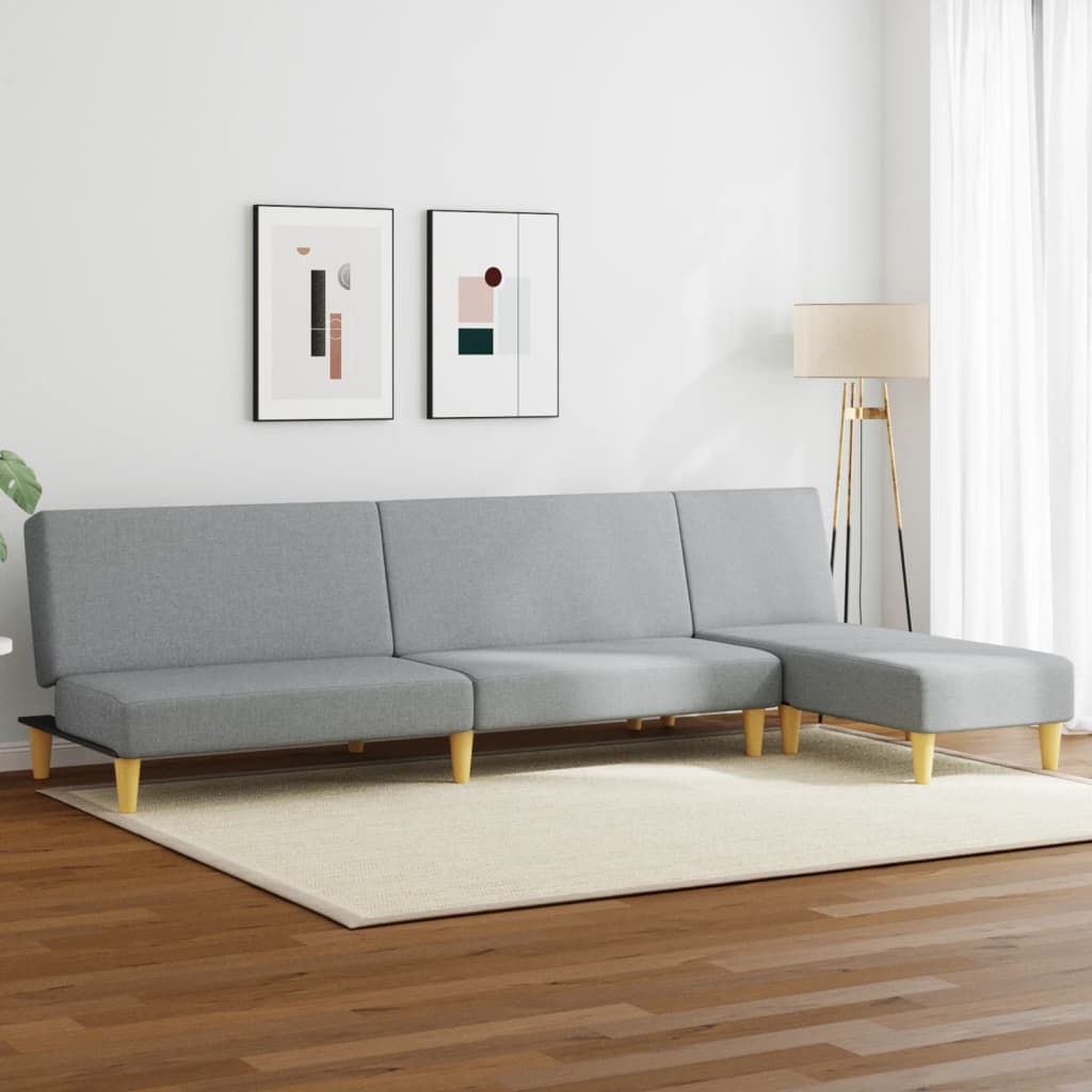 Set Di Divani 2 Pz Grigio Chiaro In Tessuto