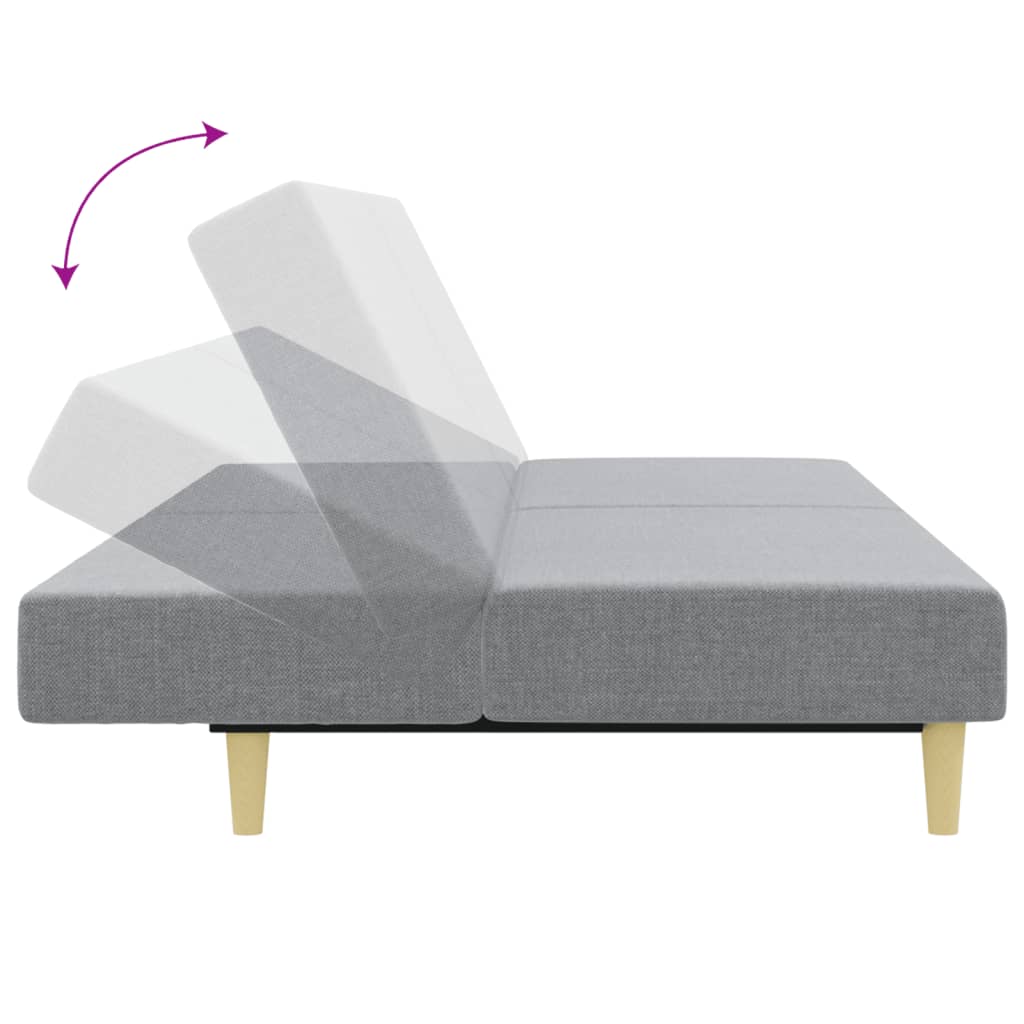 Divano Letto A 2 Posti Con Poggiapiedi Grigio Chiaro In Tessuto - Image 6