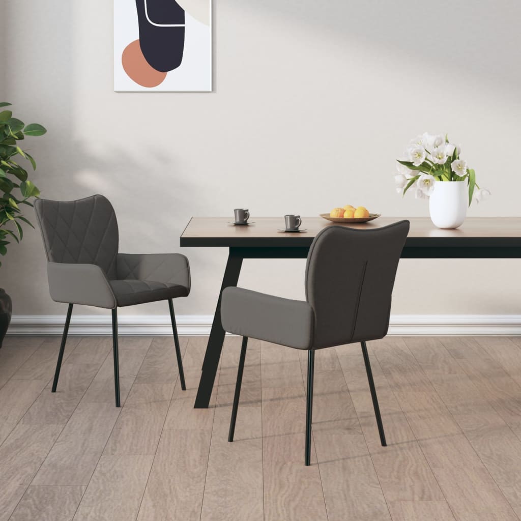 Sedie Da Pranzo 2 Pz Grigio Scuro In Tessuto
