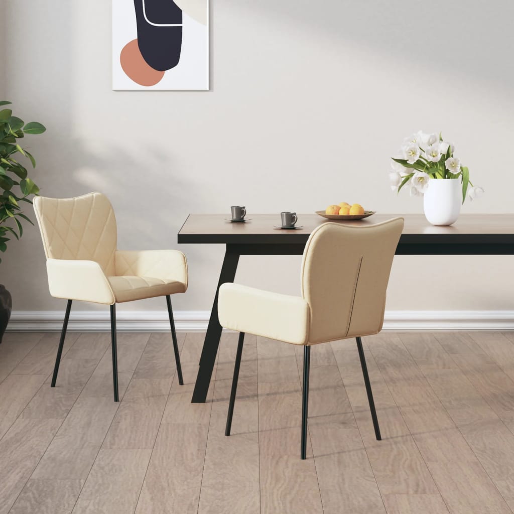 Sedie Da Pranzo 2 Pz Crema In Tessuto
