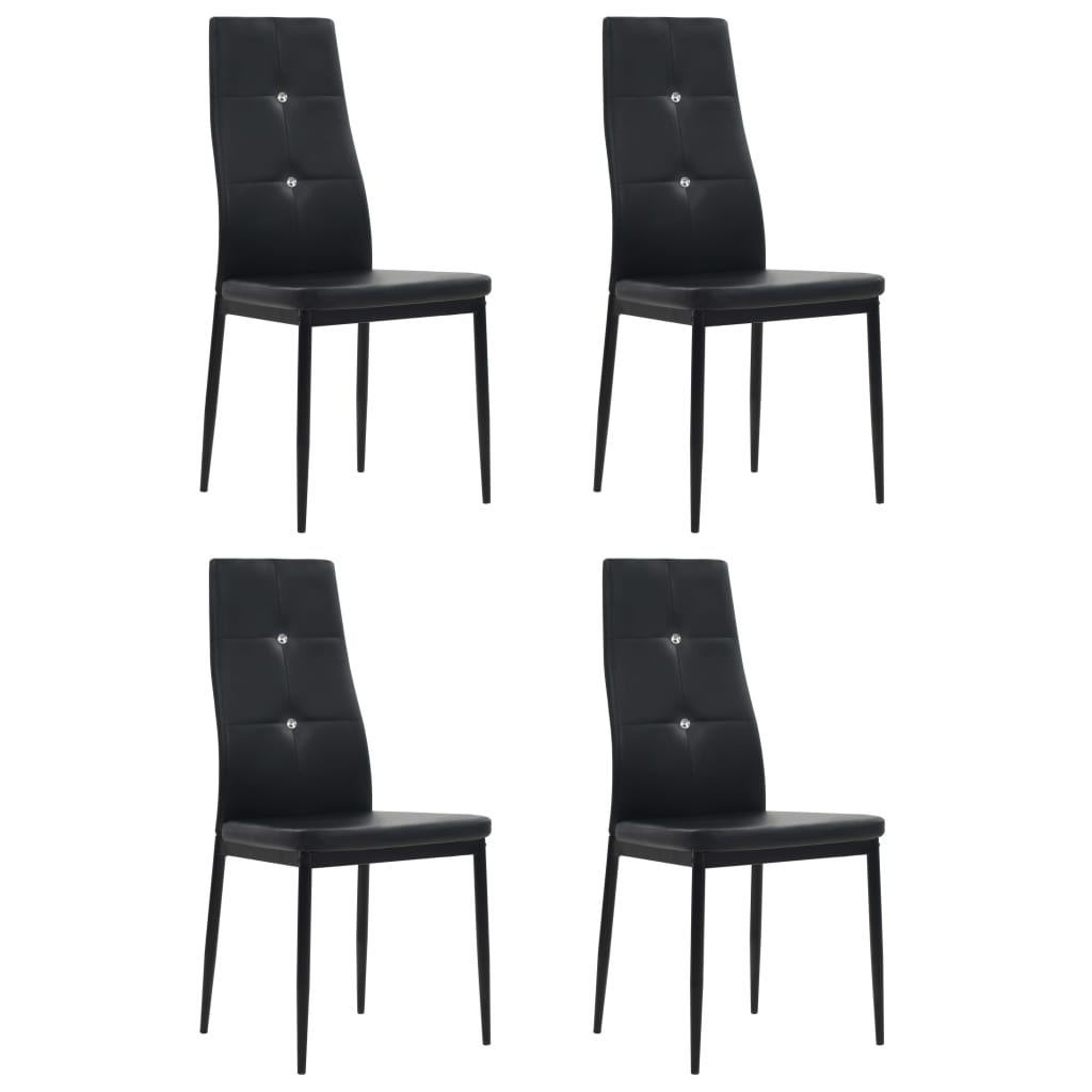 Sedie Da Pranzo 4 Pz Nere In Similpelle