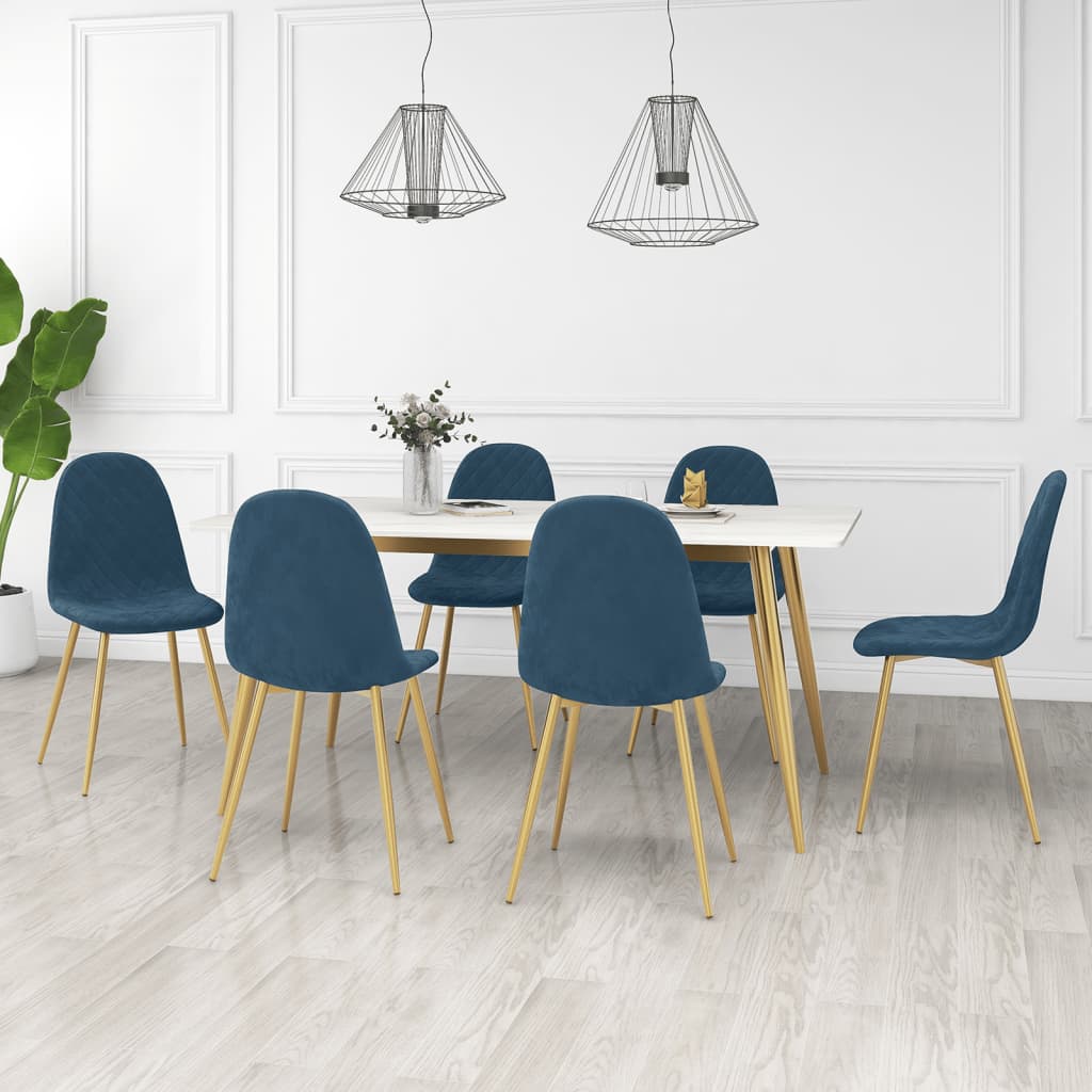 Sedie Da Pranzo 6 Pz Blu In Velluto
