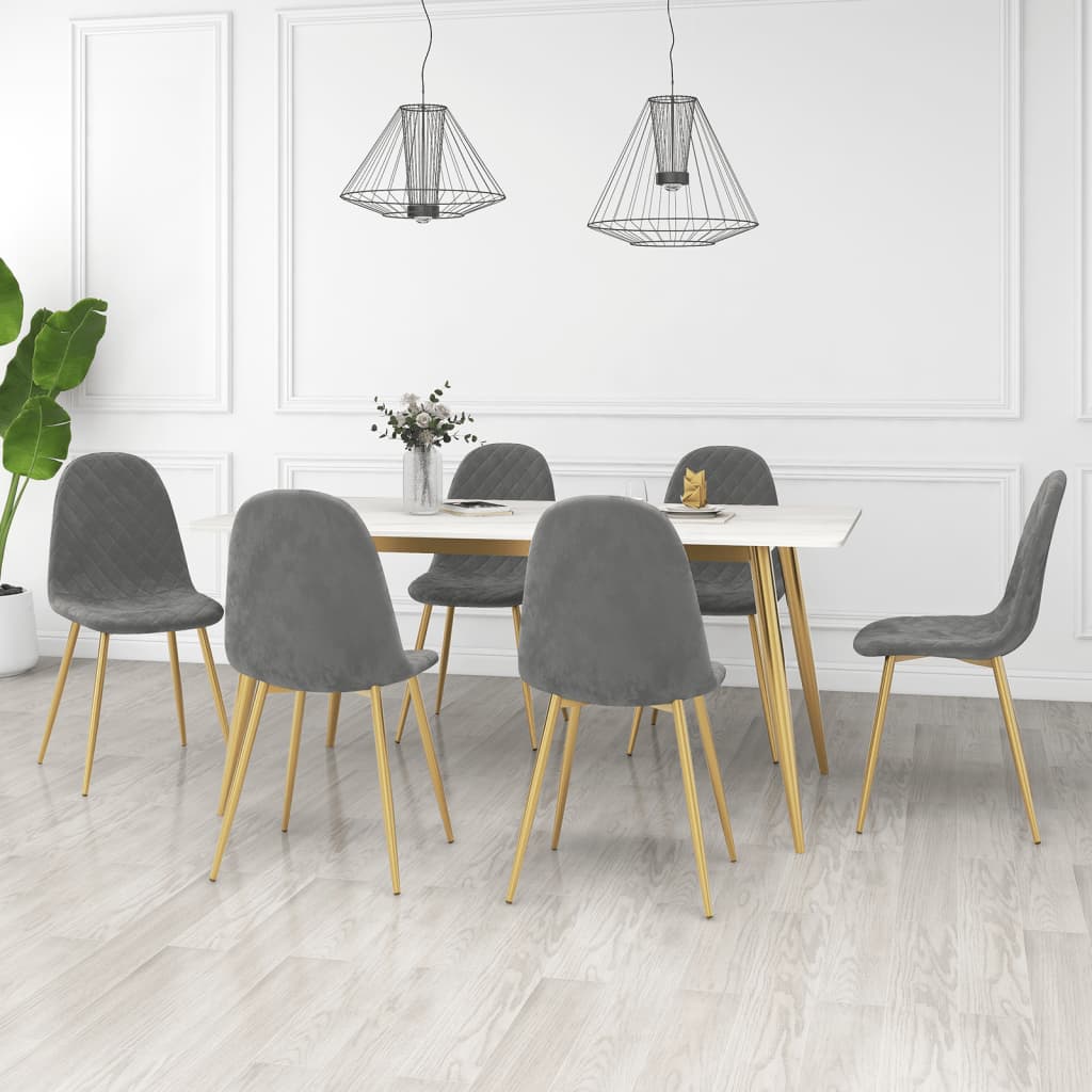 Sedie Da Pranzo 6 Pz Grigio Chiaro In Velluto