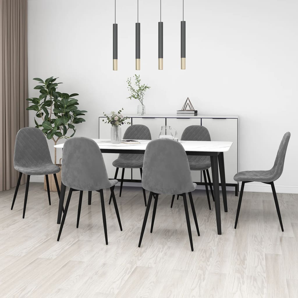Sedie Da Pranzo 6 Pz Grigio Chiaro In Velluto
